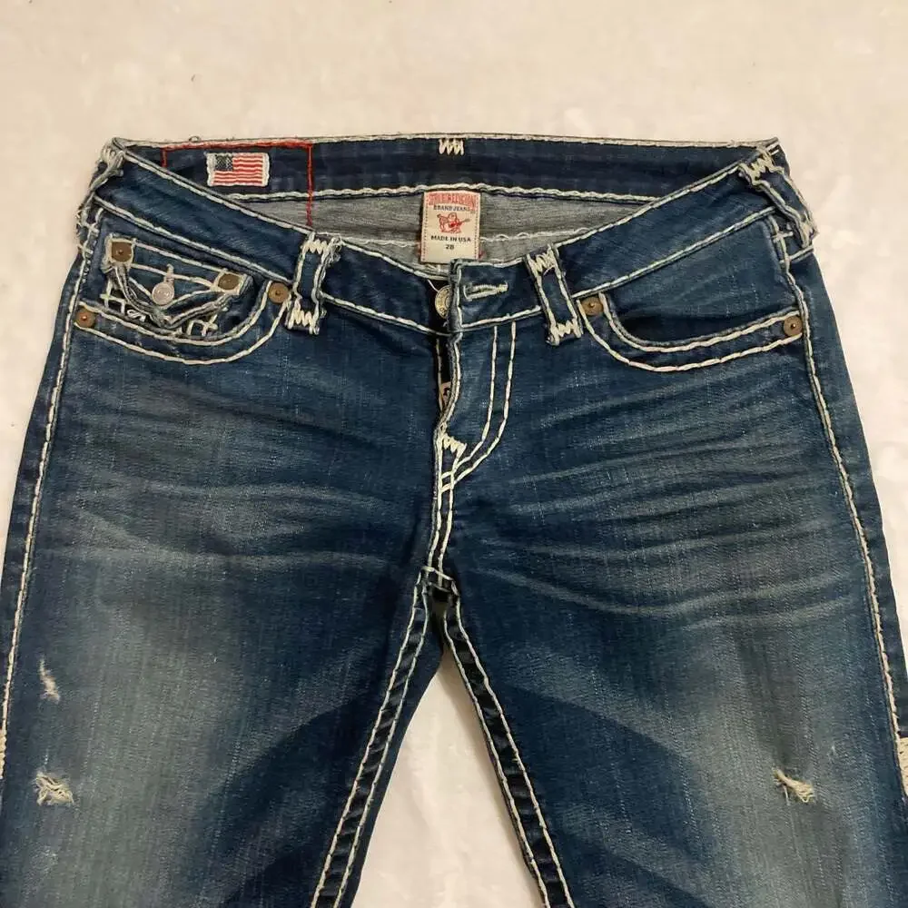 True Religion Billy Joey Super T Thick Thread Jeans Size 28 Made in USA